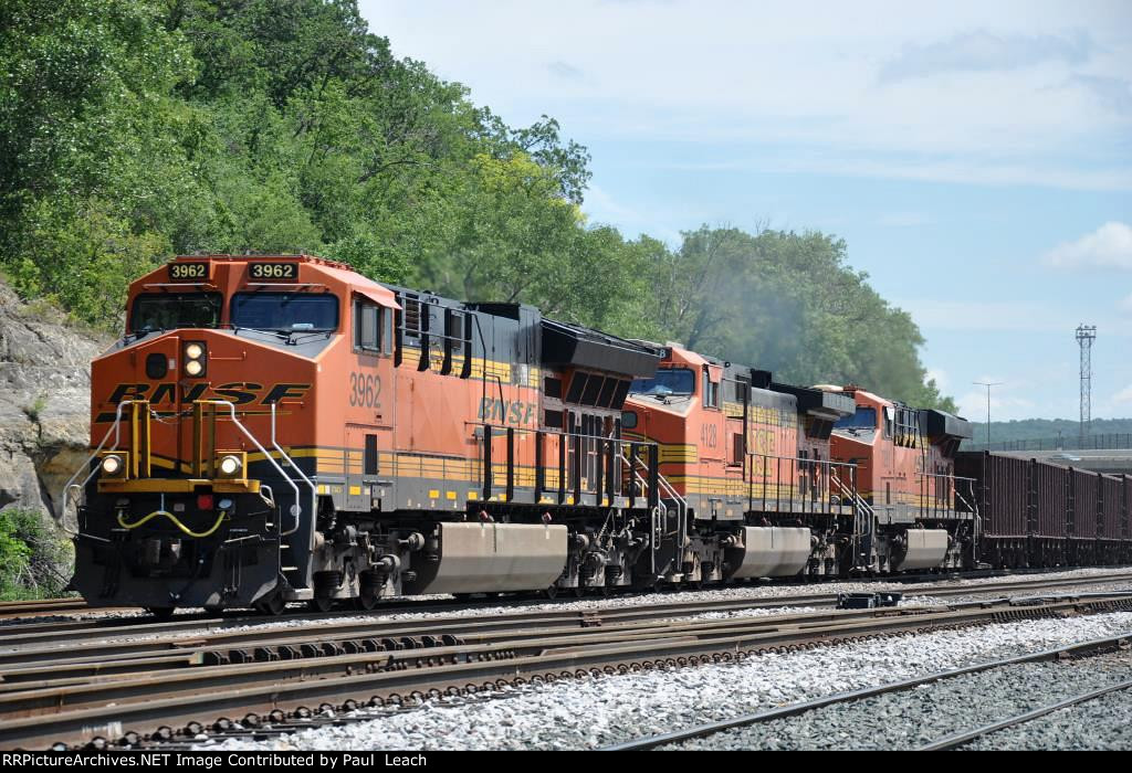 Empty all rail ore train rolls through Hoffman